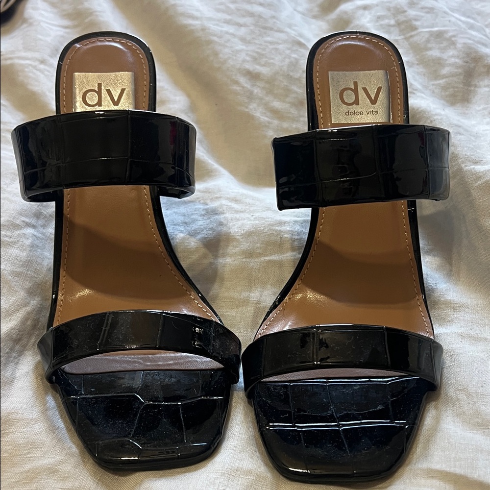 DV by Dolce Vita Glossy Black Heeled Sandals